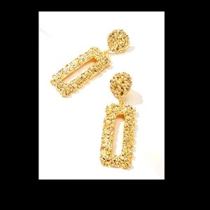 Open Rectangle Textured Drop Earrings
